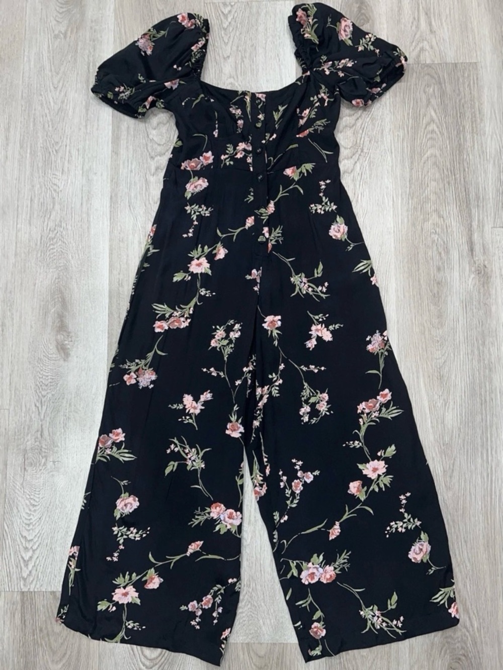 ASOS Design Women’s Black Floral Wide Leg Jumpsuit Size 4 Petite NWOT